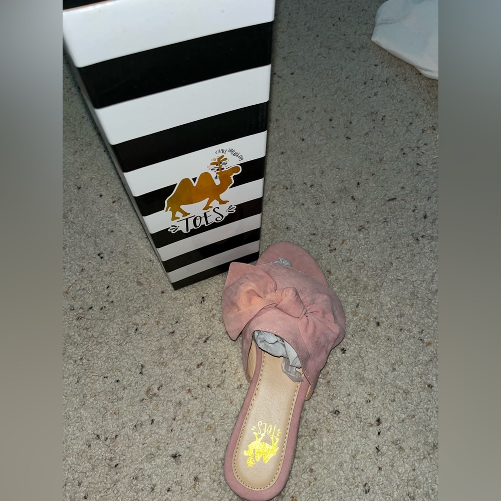 NIB camel toe sandals size 8 dusty rose suede like feel